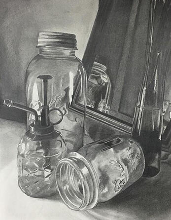 12 hour graphite still life drawing